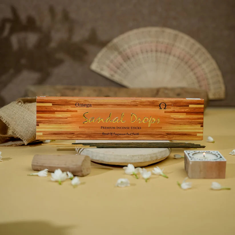 Sandal Drops Luxury incense sticks by Omega Incense