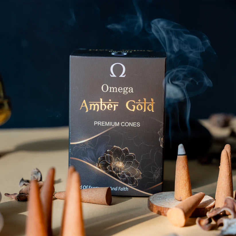 Amber Gold Premium dhoop cones by Omega Incense