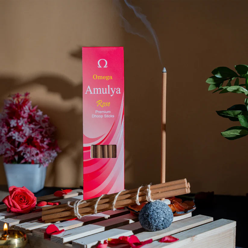 Amulya Rose Premium dhoop sticks by Omega Incense