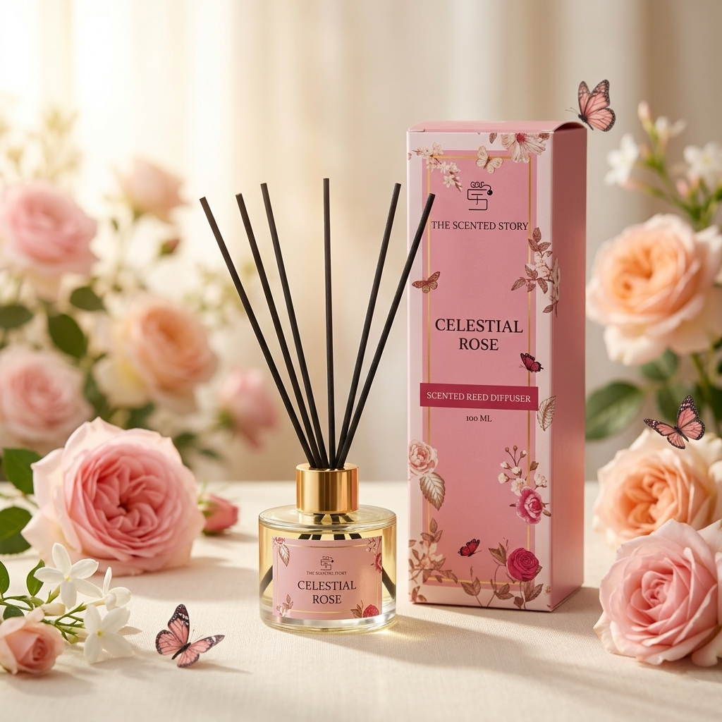 Celestial Rose Reed diffuser by The Scented story