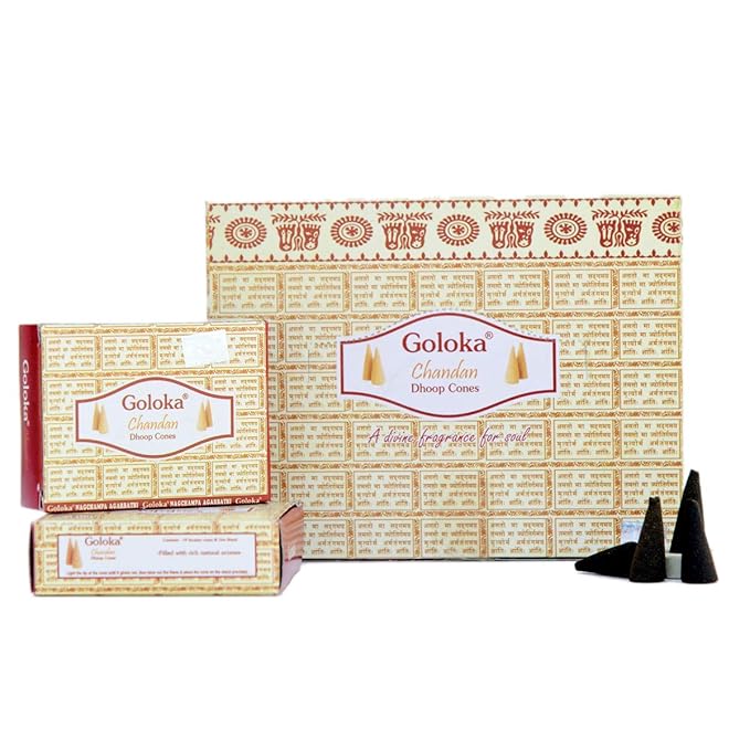 Premium Chandan Incense Cones by Goloka