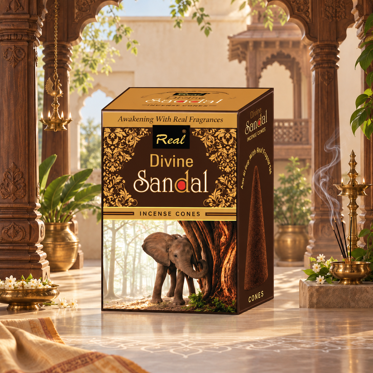 Divine Sandal Premium Incense cones by Real fragrances
