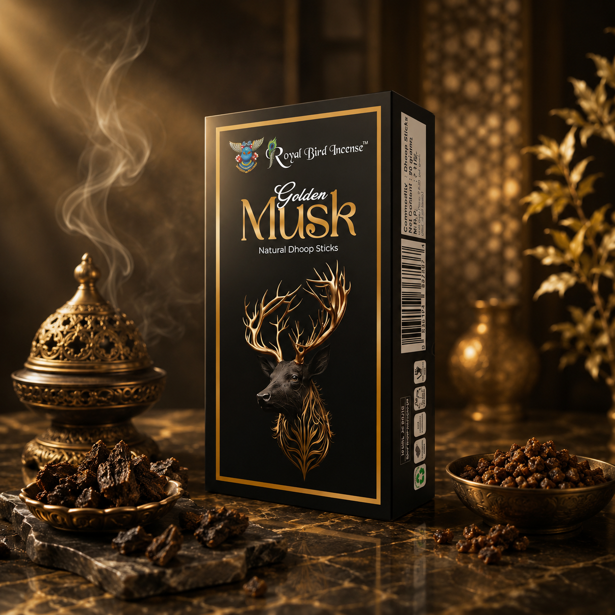 Golden Musk Natural dhoop sticks by Royal bird Incense