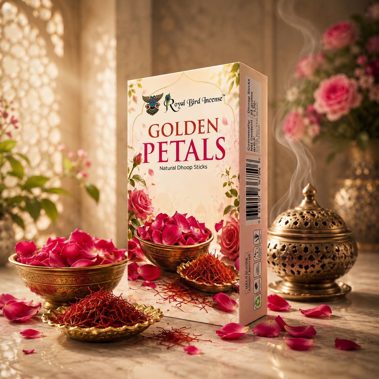 Golden Petals Natural dhoop sticks by Royal bird Incense