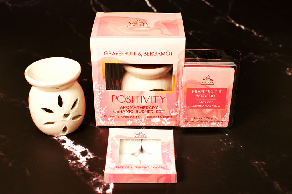 Positivity - Aromatherapy ceramic burner set from Veda & Co