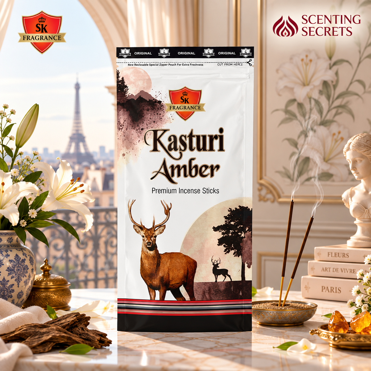 Kasturi Amber incense sticks by S K fragrance