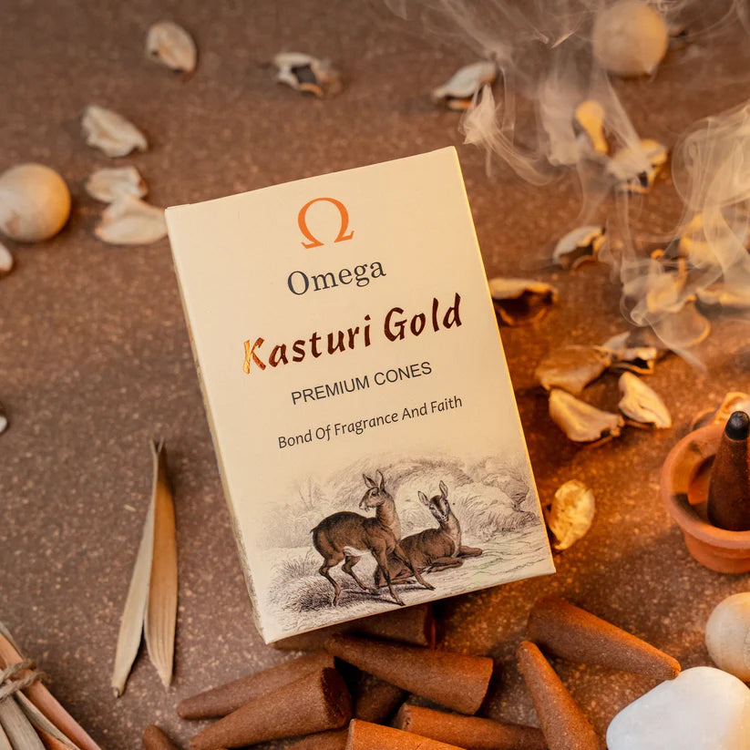 Kasturi Gold Premium dhoop cones by Omega Incense