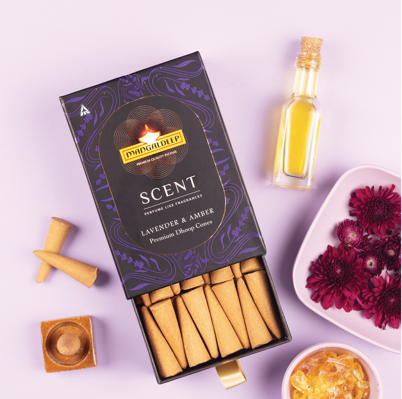 Scent | Lavender & Amber Premium Dhoop cones by Mangaldeep