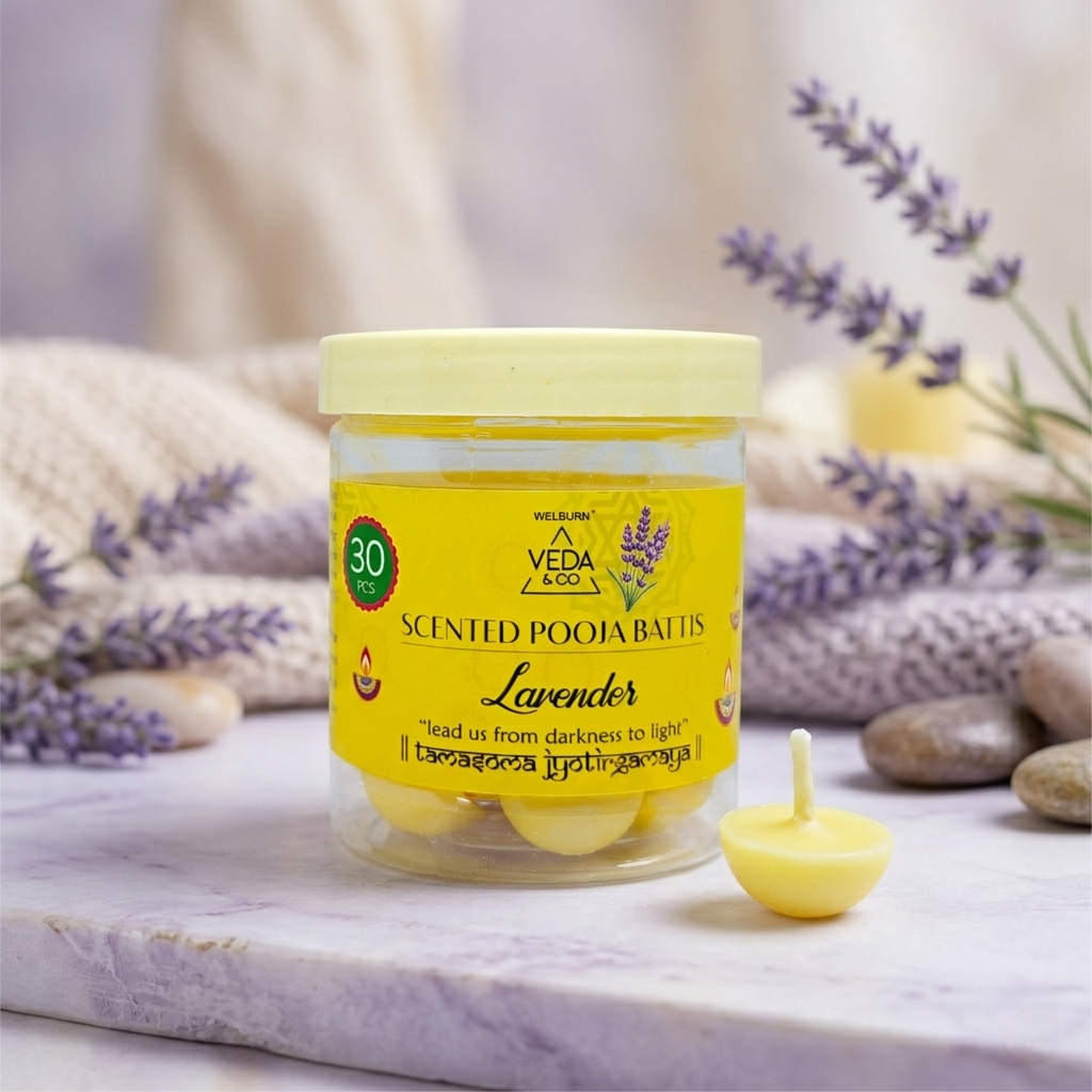 Lavender flavored Scented Pooja battis by Veda & Co
