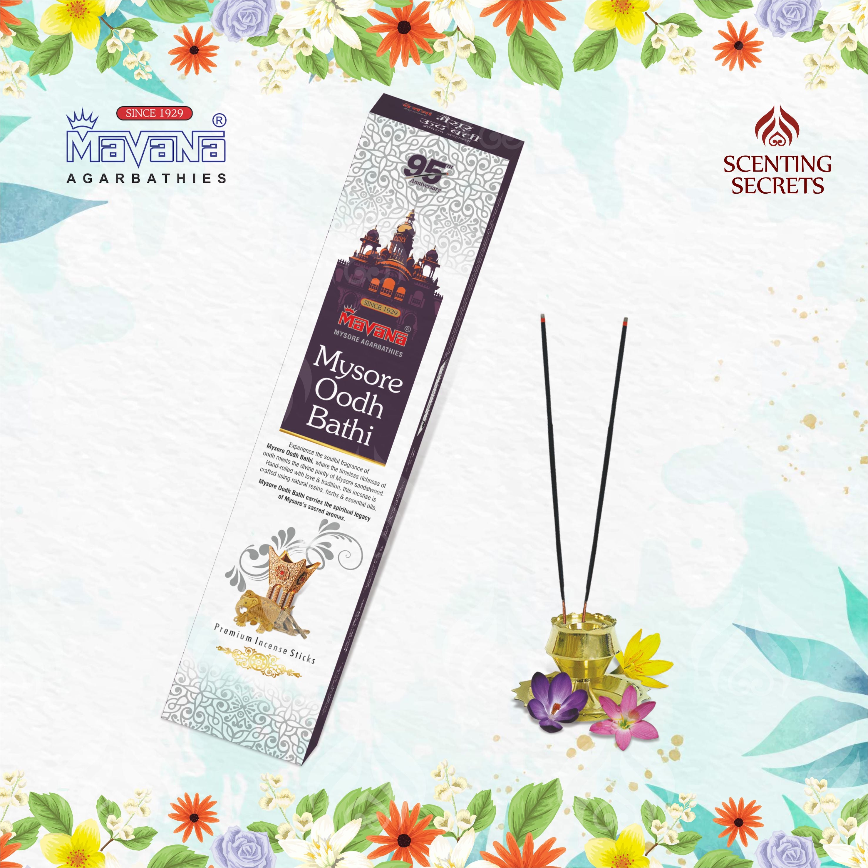 Mysore Oodh Bathi Premium Incense sticks by Mavana