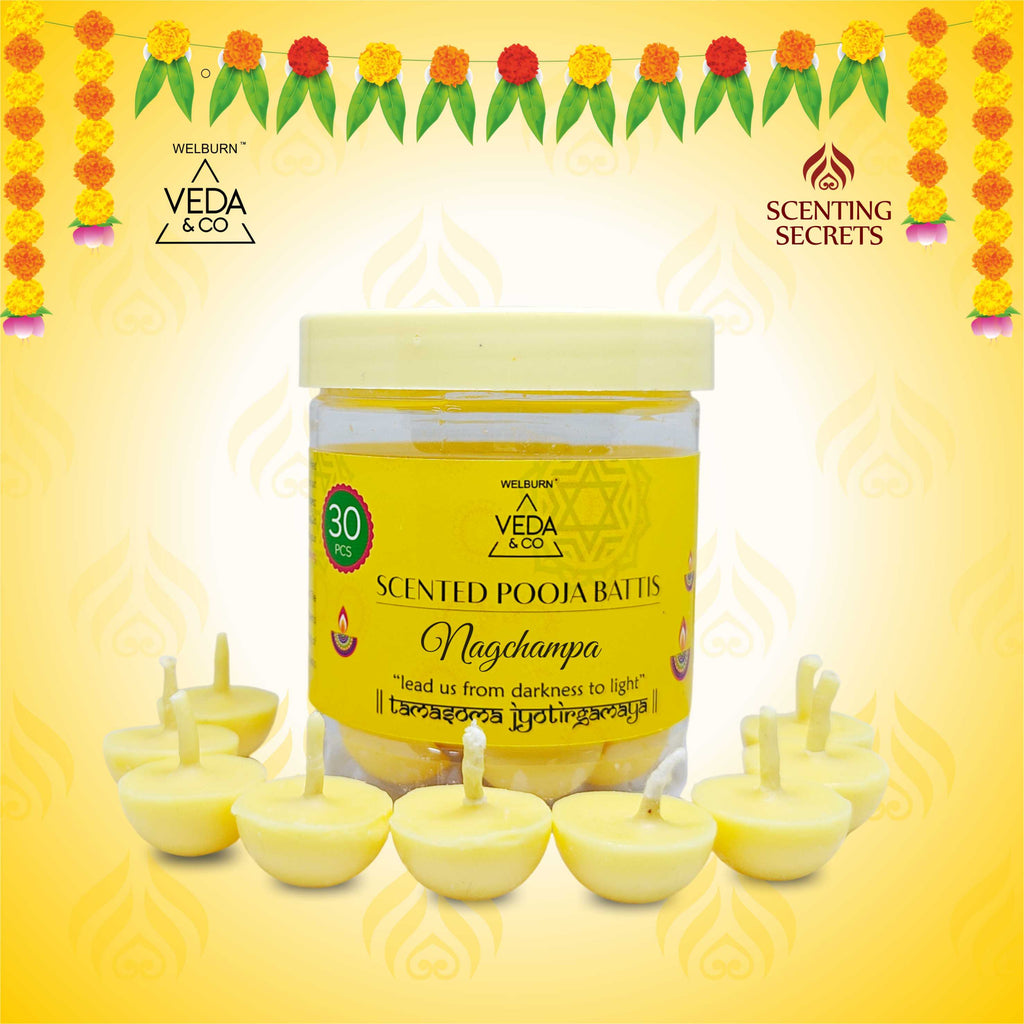 Nagchampa flavored Scented Pooja battis by Veda & Co