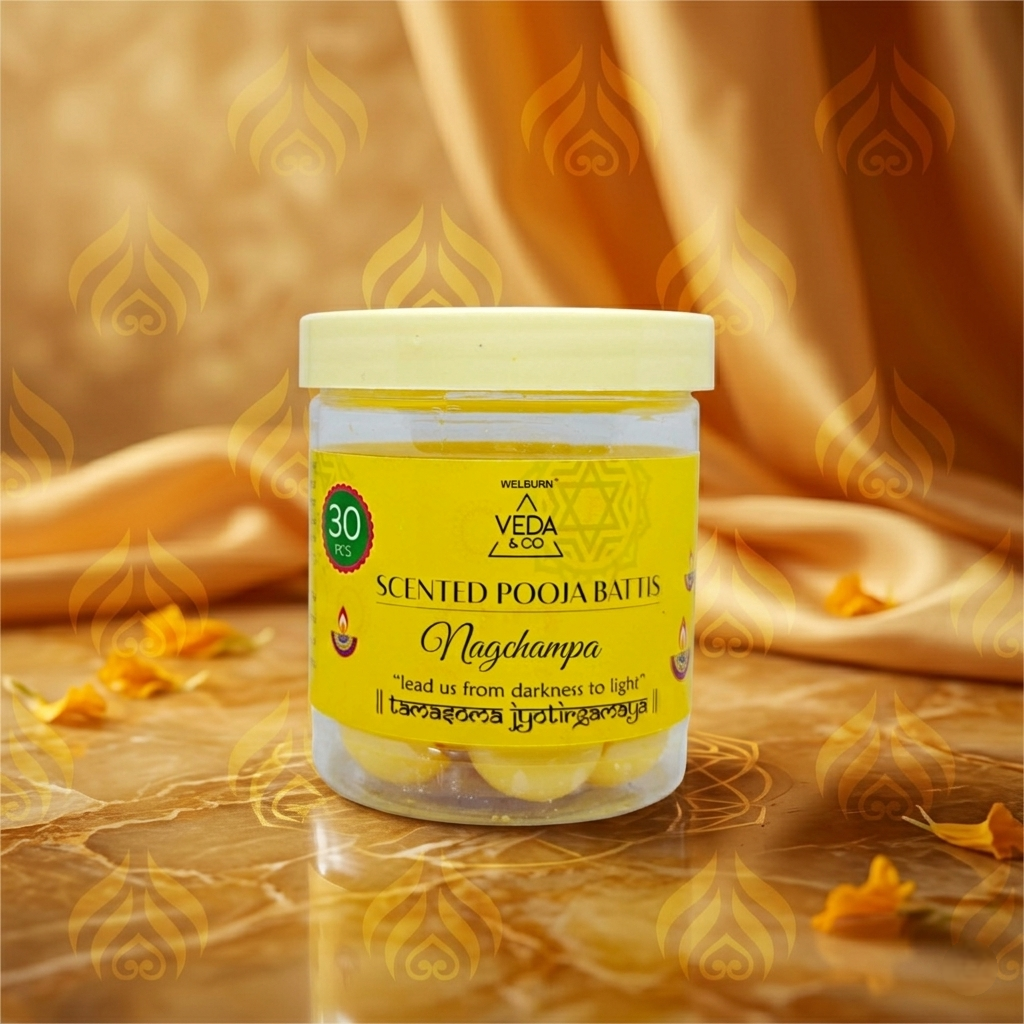 Nagchampa flavored Scented Pooja battis by Veda & Co
