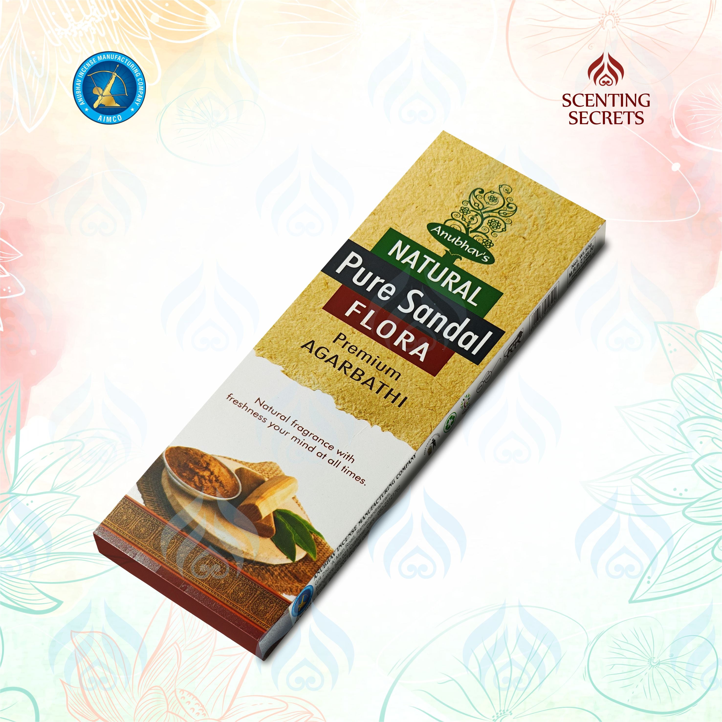 Natural Pure Sandal Flora - Premium Incense Sticks by Anubhav