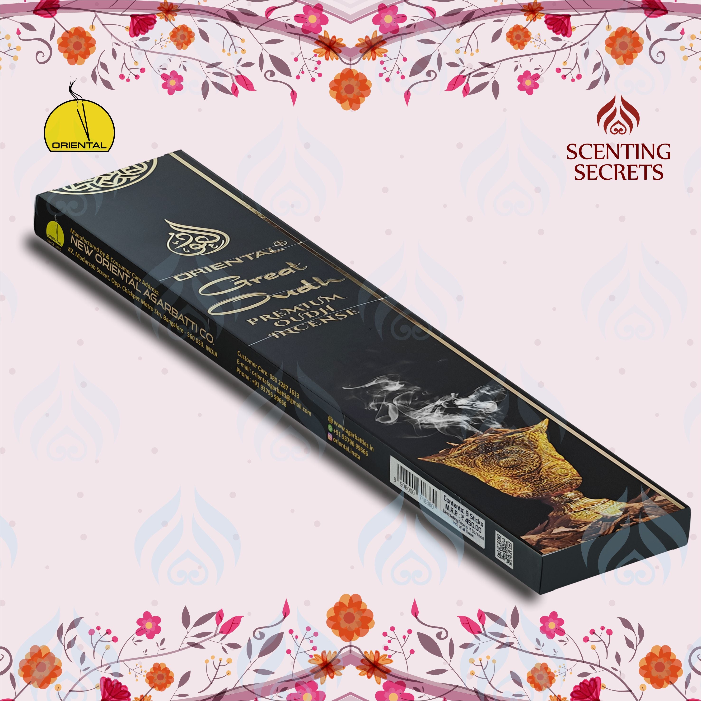 Great Oudh Extra Long Premium Oudh incense sticks by Oriental Agarbatti company