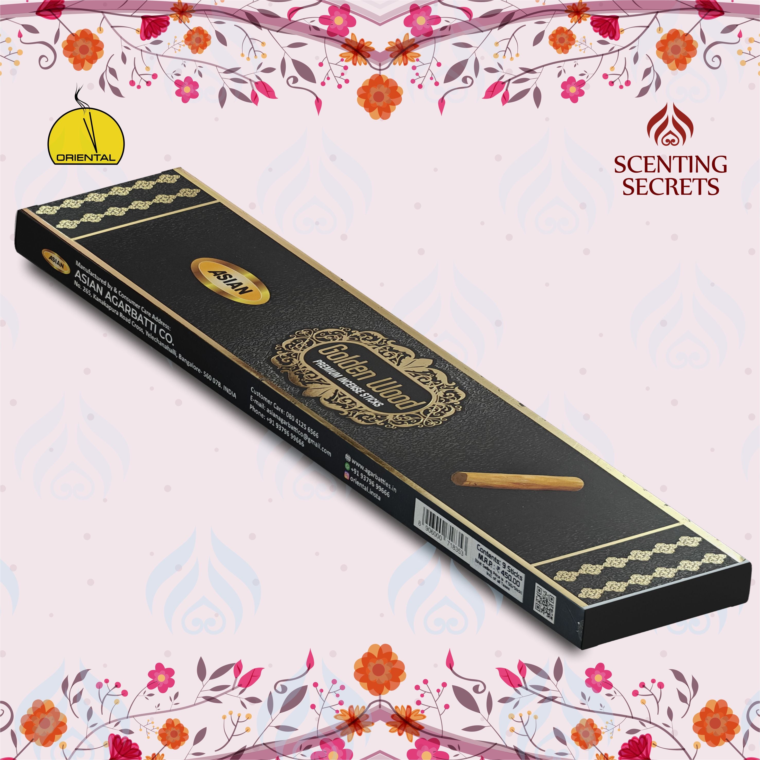 Golden wood Extra Long Premium incense sticks by Oriental Agarbatti company