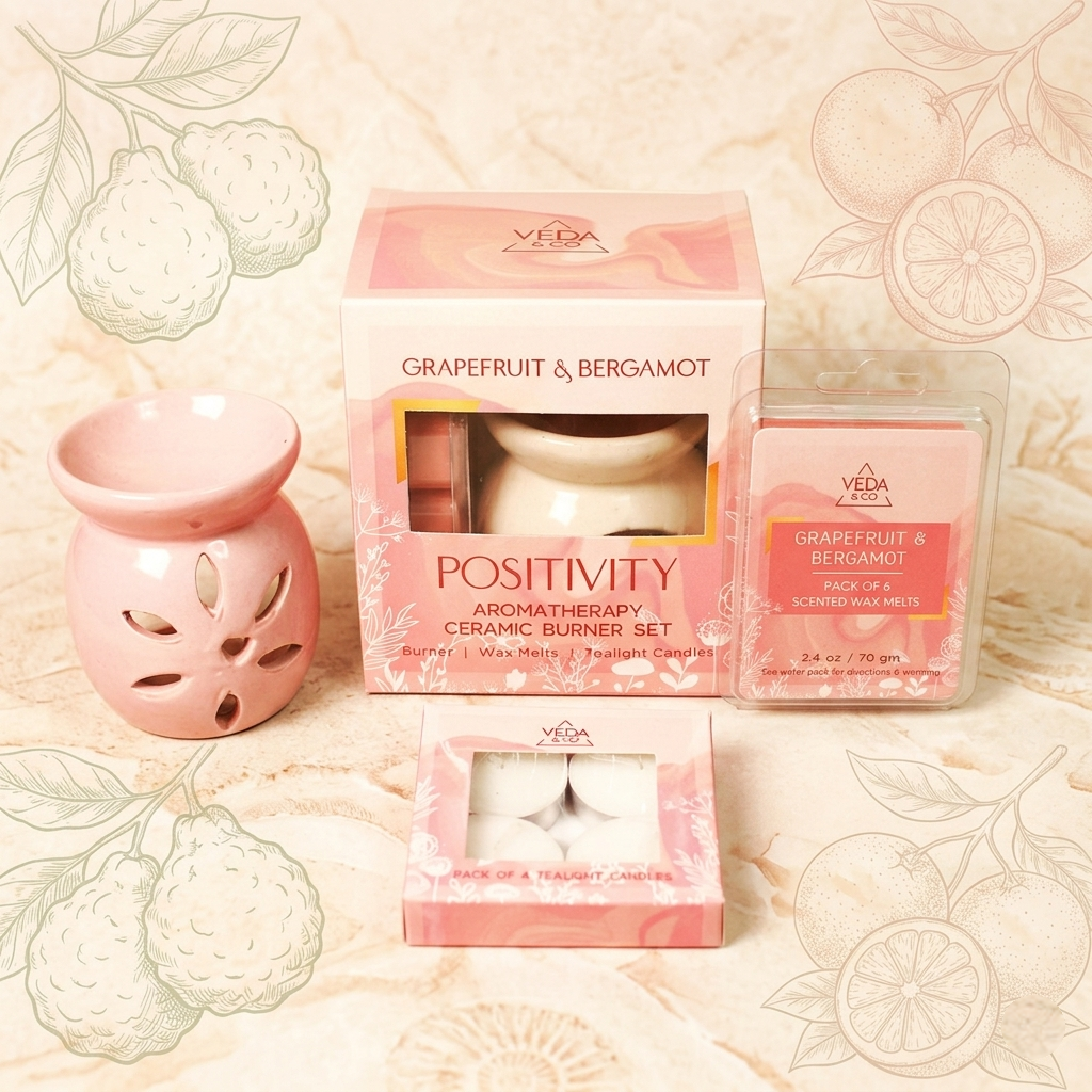 Positivity - Aromatherapy ceramic burner set from Veda & Co
