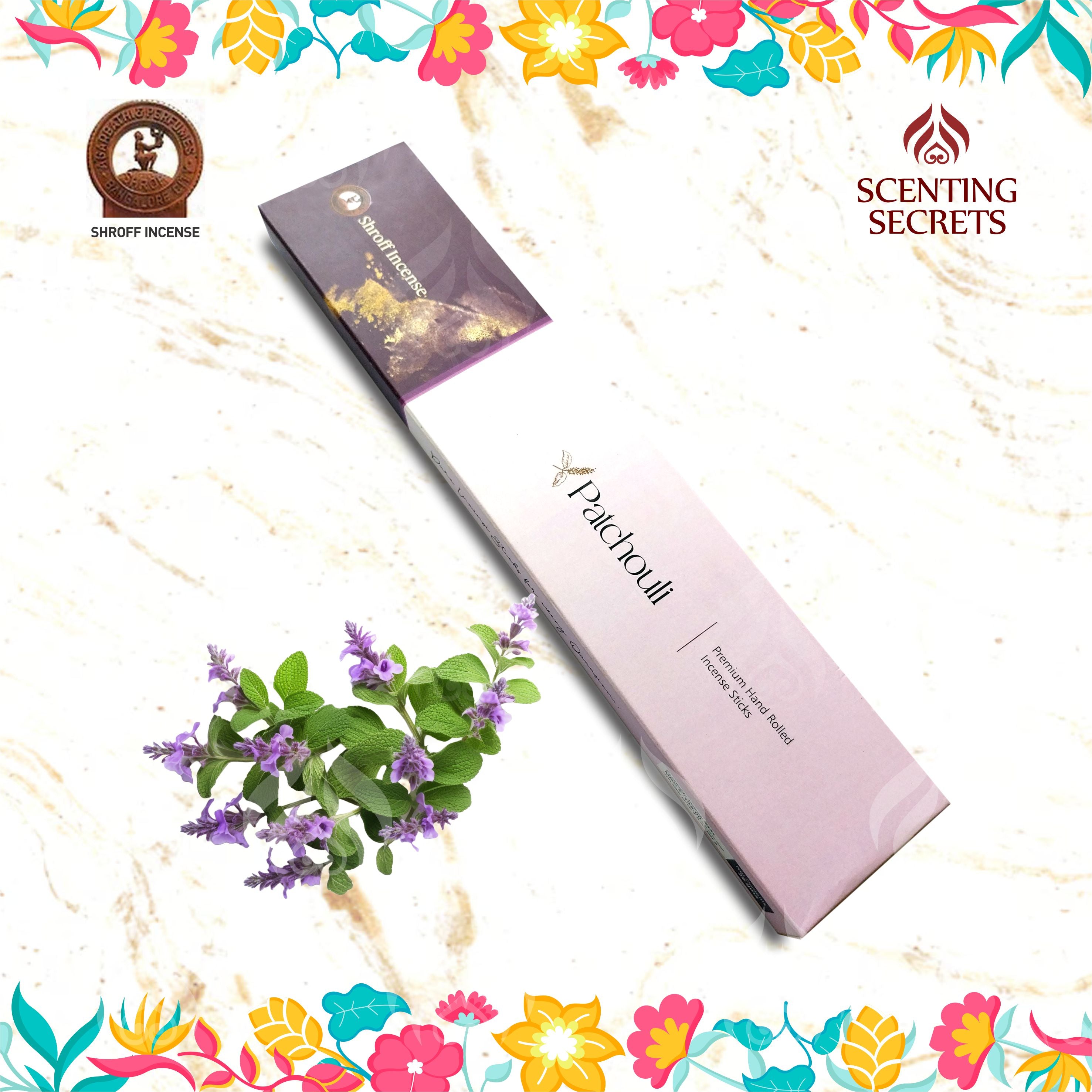 Patchouli Hand rolled Luxury incense sticks by Shroff incense