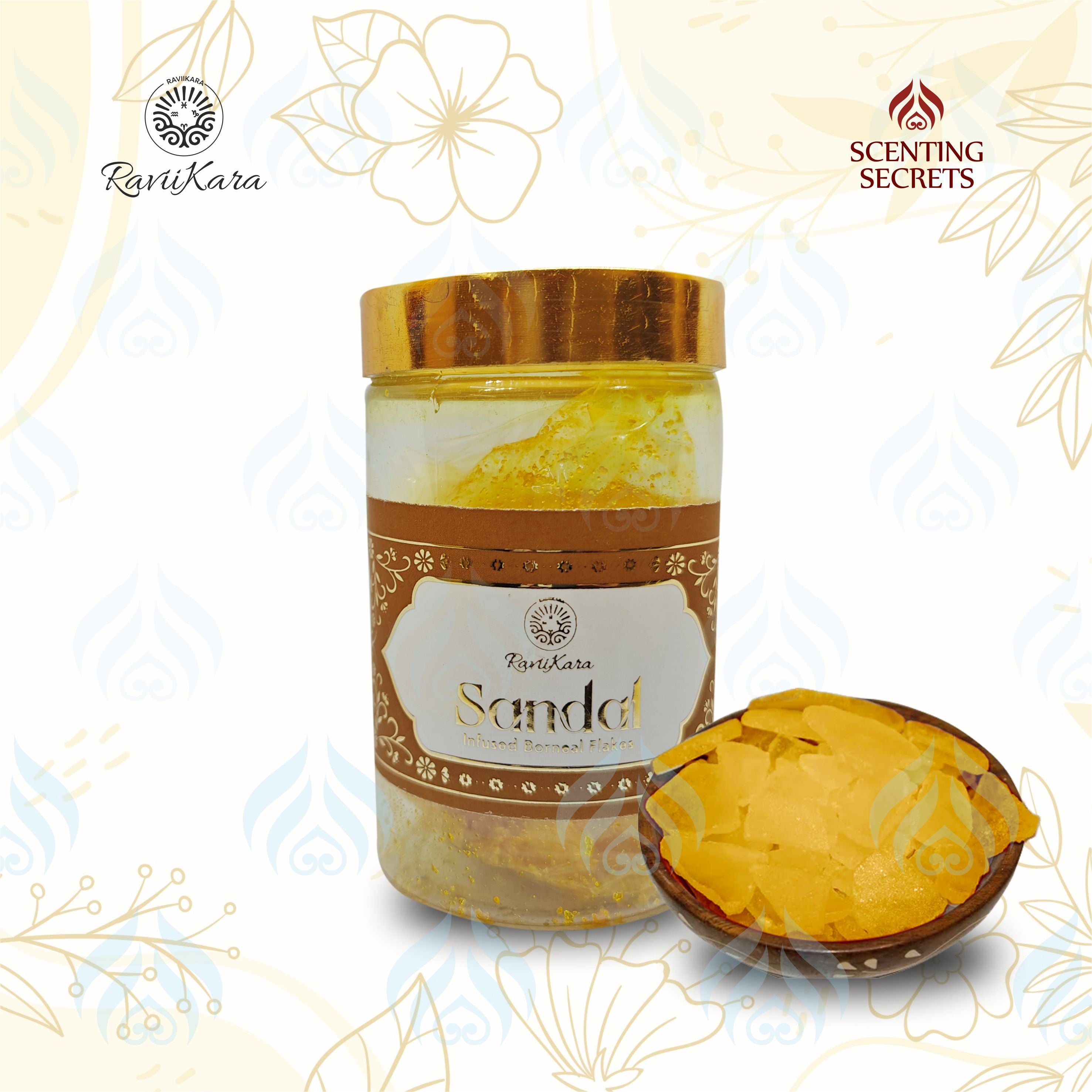Sandal infused borneal Flakes / Bhimseni Camphor by Raviikara