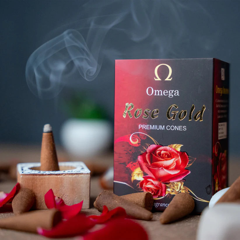 Rose Gold Premium dhoop cones by Omega Incense