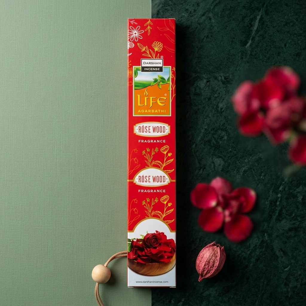 Rosewood Incense sticks -  Life agarbathi by Darshan incense