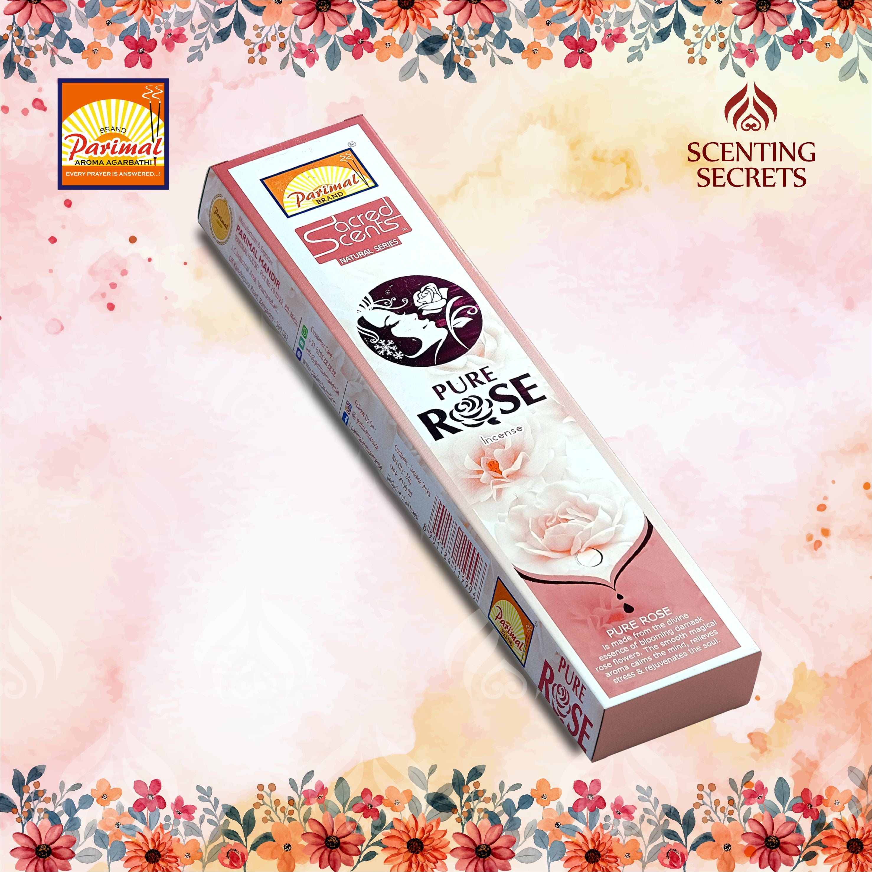Pure rose : शुद्ध गुलाब - Incense sticks by Parimal mandir