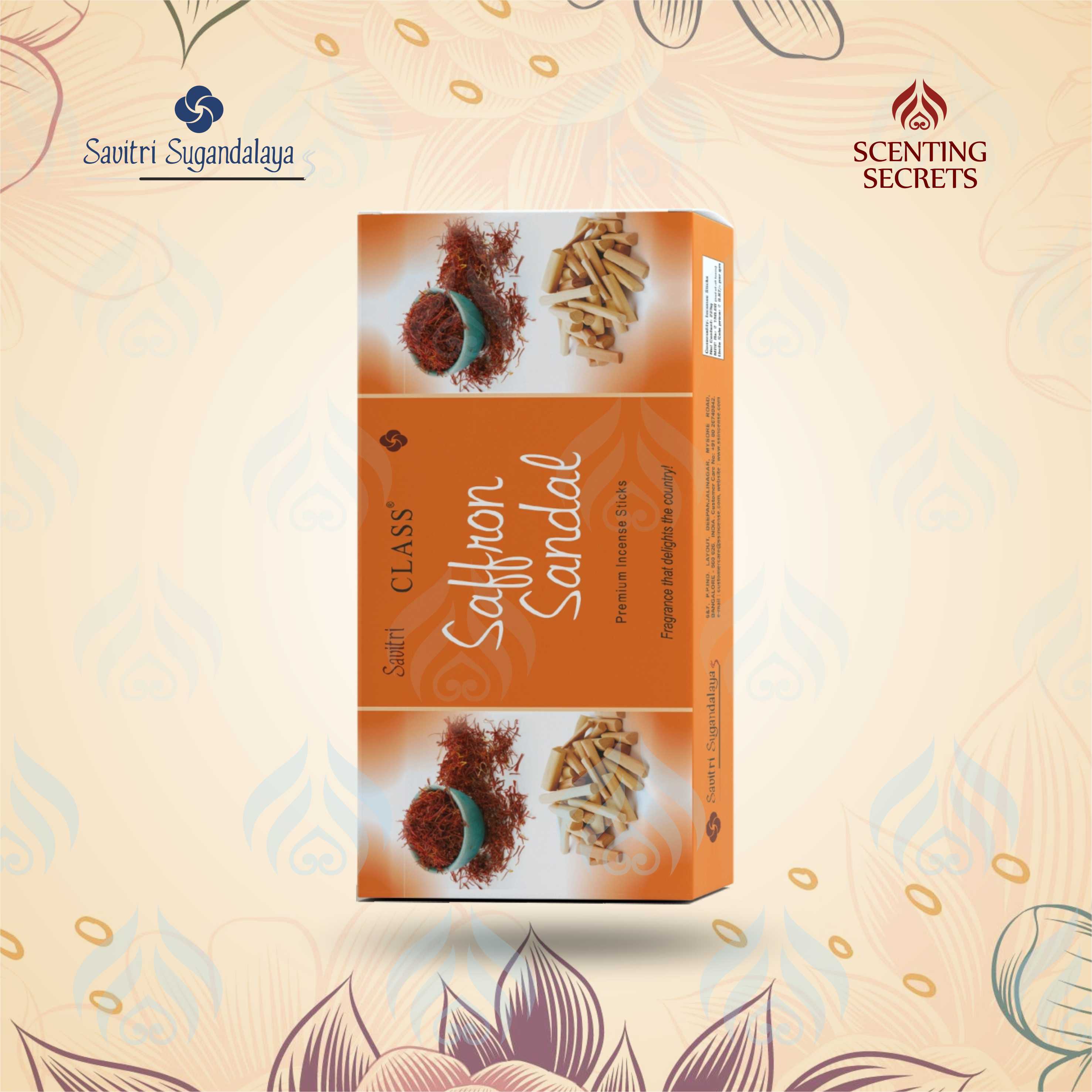 Class Saffron Sandal Incense Sticks | Savitri Sugandalaya