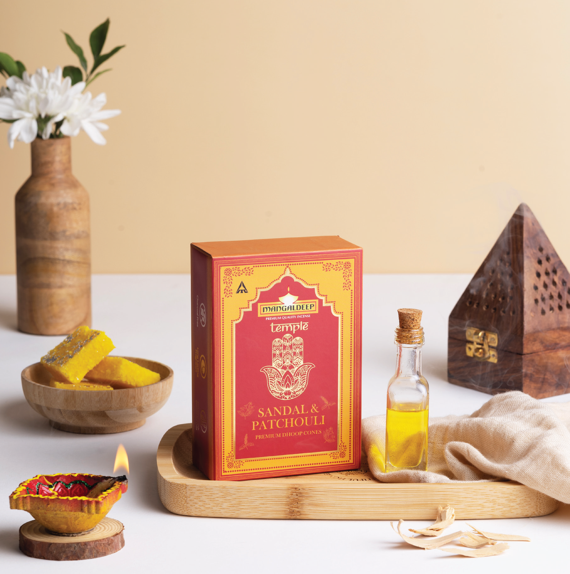 Temple | Sandal & Patchouli Premium Dhoop cones by Mangaldeep