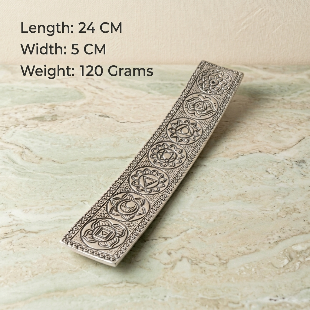 Seven Chakras rectangular metal incense holder