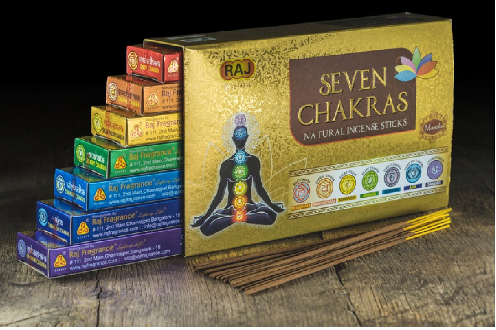 Seven Chakras 7 in 1 Premium Masala Incense Sticks by Raj Fragrances