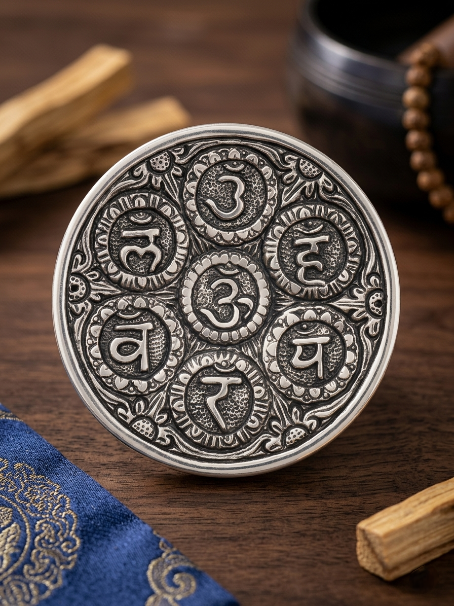Seven Chakras Circular metal incense holder