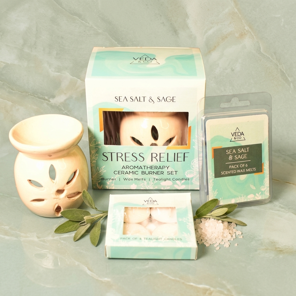 Stress Relief - Aromatherapy ceramic burner set from Veda & Co