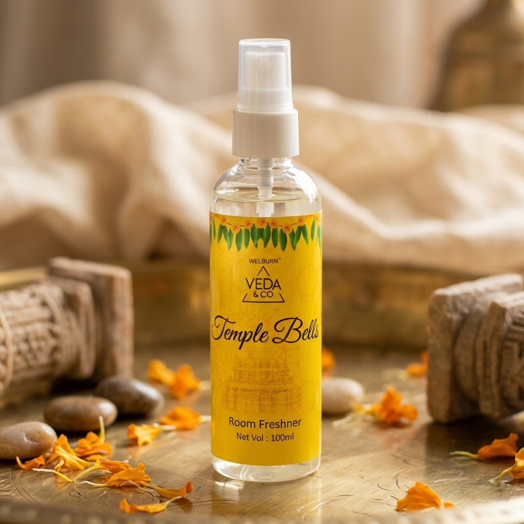 Temple bells pooja themed room spray by Veda & Co