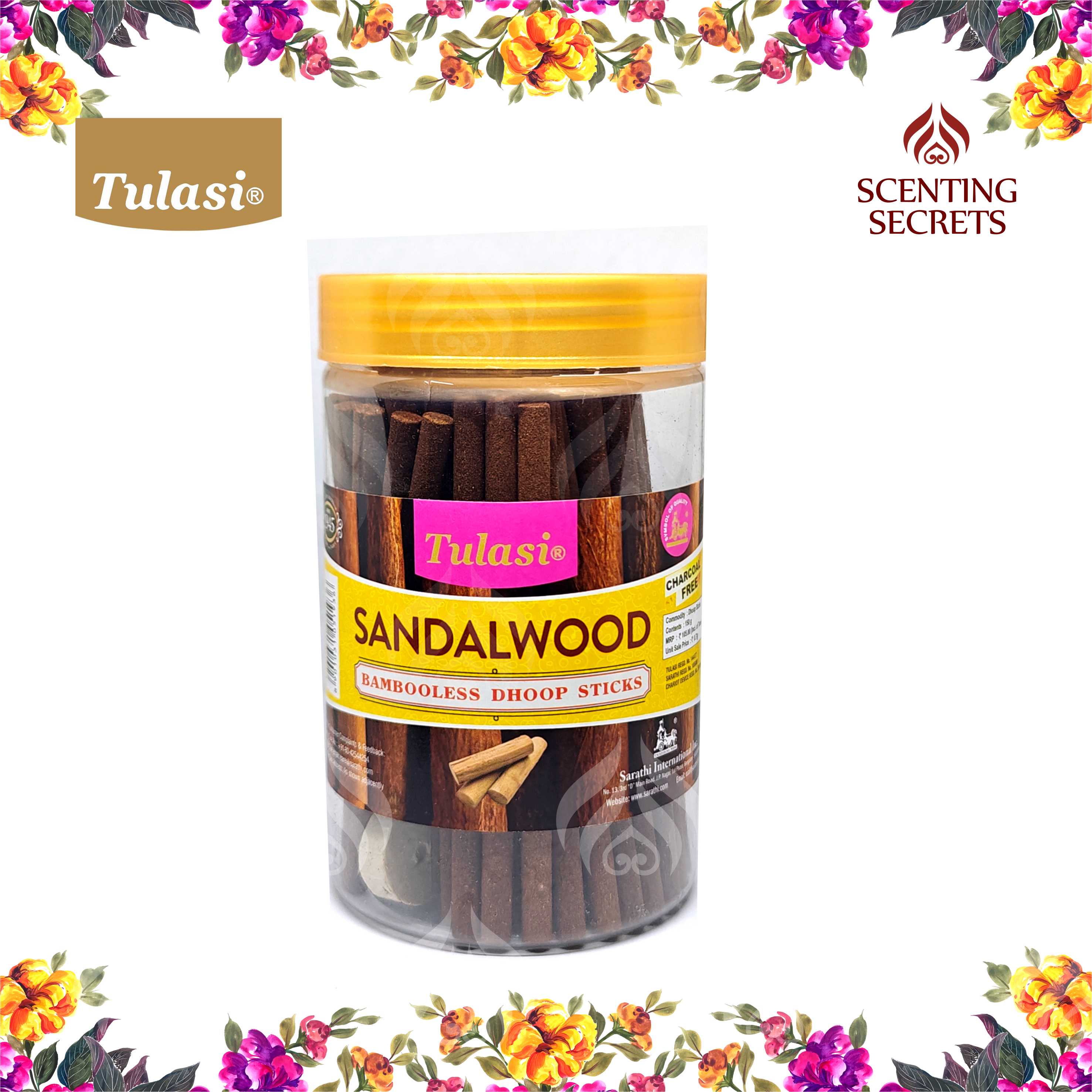 Sandalwood bambooless Dhoop Sticks by Tulasi