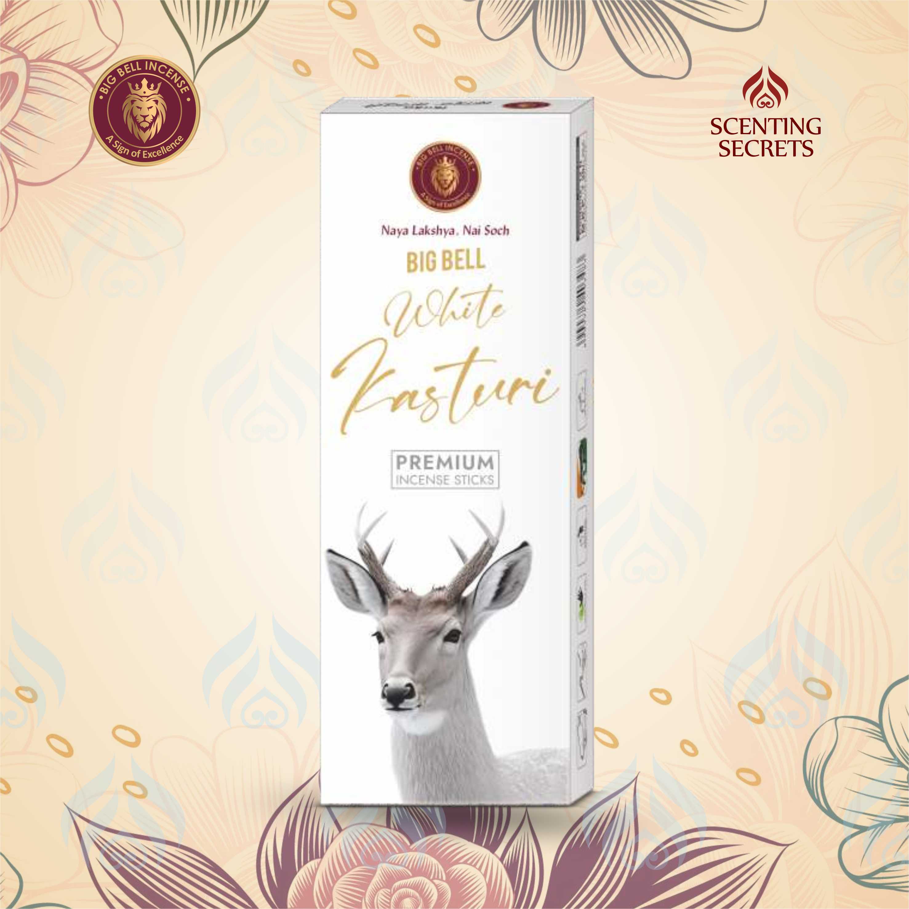 White Kasturi Premium Incense Sticks by Big Bell Incense