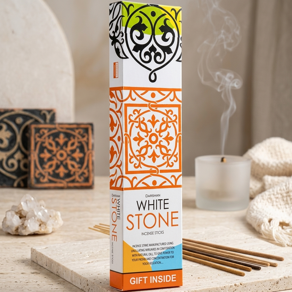 White Stone Incense sticks by Darshan incense