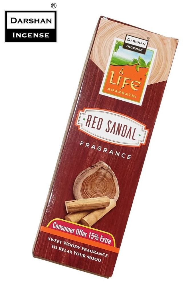 Red Sandal Incense sticks -  Life agarbathi by Darshan incense